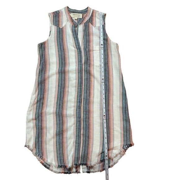 Cloth & Stone Sunburst Fray Button Down Linen Blend Sleeveless Shirt Dress Sz S - Picture 3 of 11